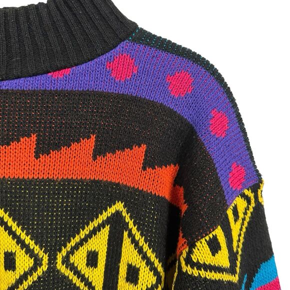 VTG Croquet Club Womens Sz L Geometric 80s 90s Retro Sweater Granny Core USA - Picture 4 of 7